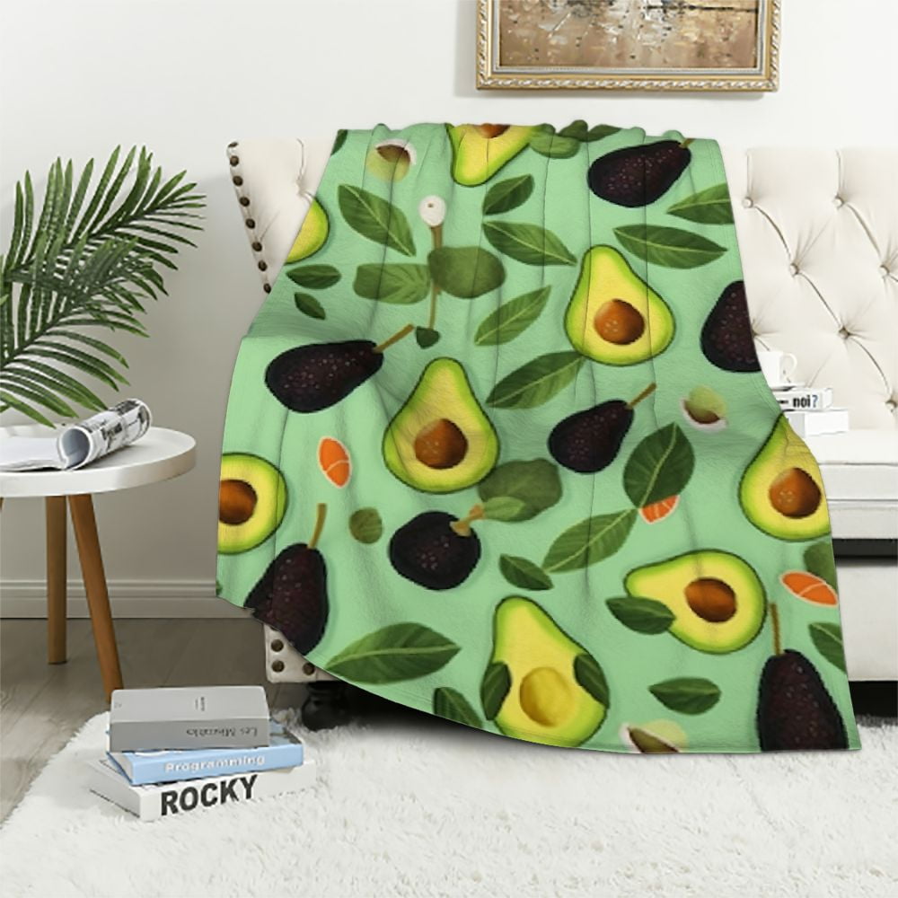 Nawypu Cute Avocados Throw Blanket, Cartoon Green Avocado Cozy Plush ...