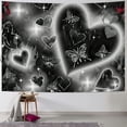 thumbnail image 1 of Nawypu Cute Black and White Heart Tapestry Fantasy White Butterfly Aesthetic Tapestry Hippie 2000s Y2K Teen Girls Tapestries Wall Hanging for Women Nursery Bedroom Living Room Bedroom College Dorm, 1 of 6