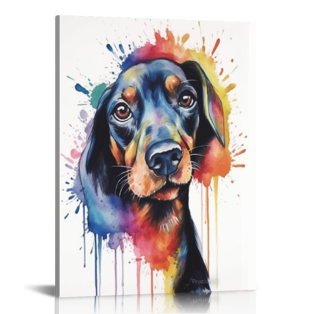 Nawypu Cute Colourful Dog Graffiti Dachshund Wall Art Prints Artwork
