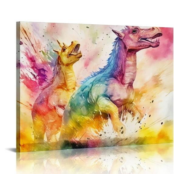 Nawypu Cute Dinosaur and Animal Wall Art for Kids' Rooms - Vibrant Nursery Decor and Unique Canvas Art Gifts Featuring Cute and Colorful Animals