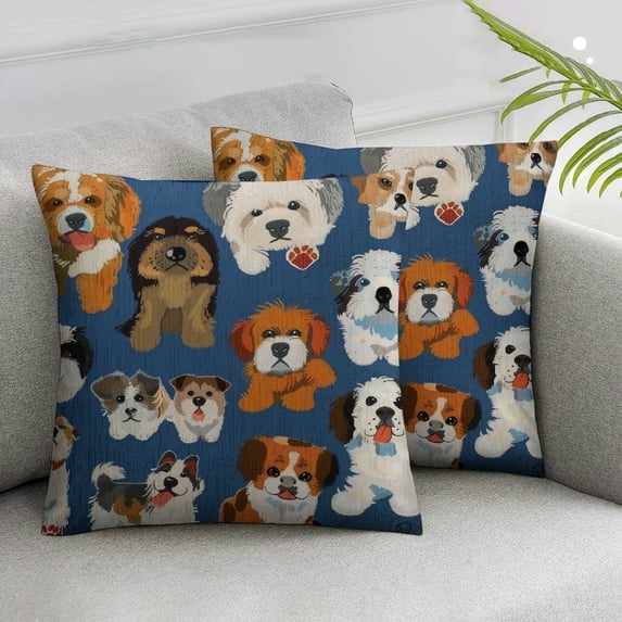Nawypu Cute Dog and Puppy Set Farmhouse Pillow Covers,Home Decorative Throw Pillow Case Cushion Cover,Home Gifts,Housewarming Gift,2 Pcs