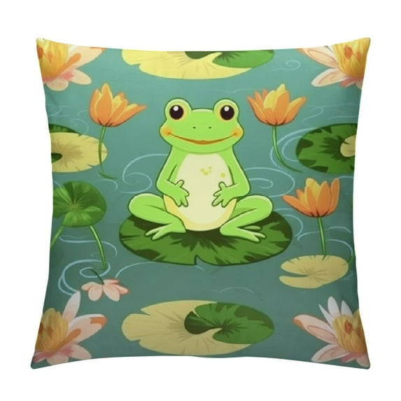 Nawypu Cute Frog Queen Pillowcase for Hair and Skin Health, with Hidden Zipper Pillow Case for Sofa Decor Bedroom