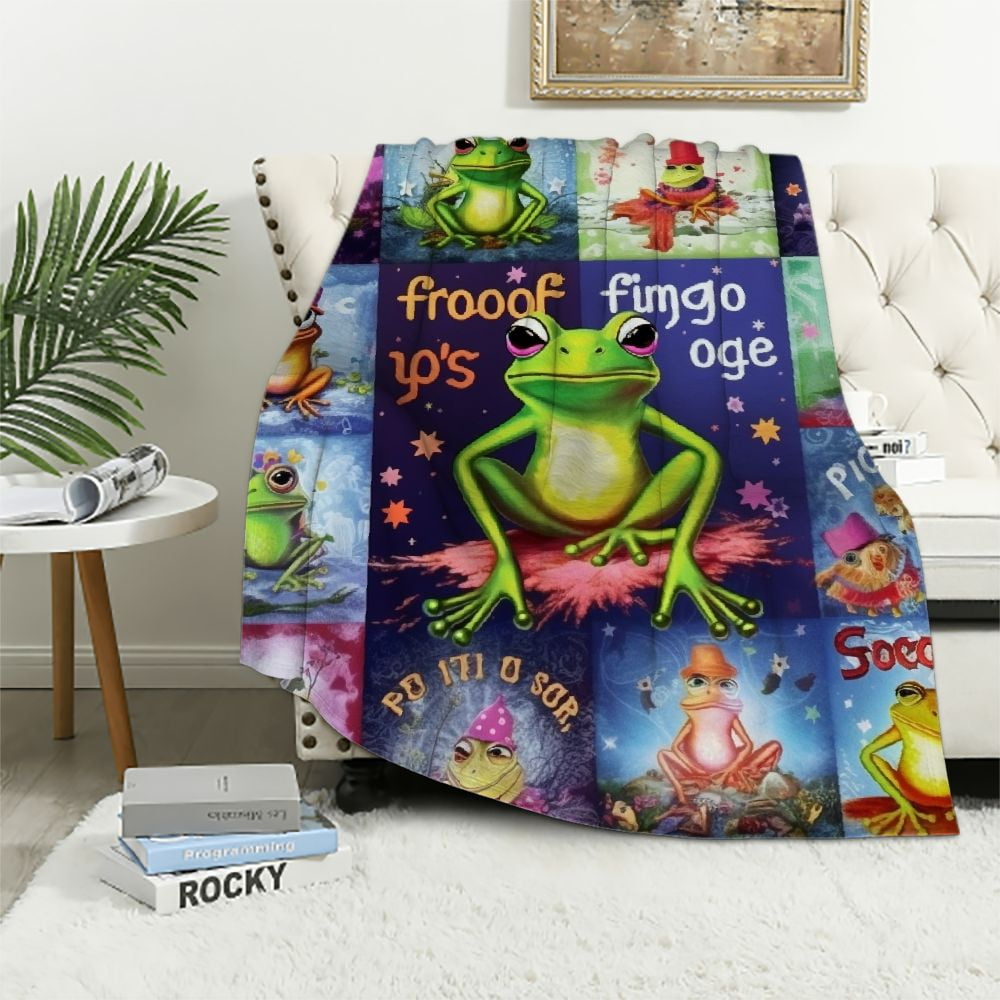 Nawypu Cute Green Frog Blanket Soft Cozy Flannel Frogs Blankets and ...