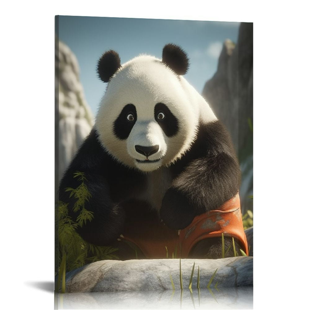 Nawypu Cute Panda Canvas Wall-Decor Art Animal Wall Decor Canvas ...