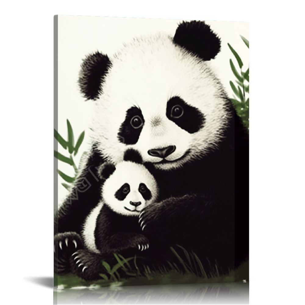 Nawypu Cute Panda Pictures Wall Decor Black White Animal Photography ...