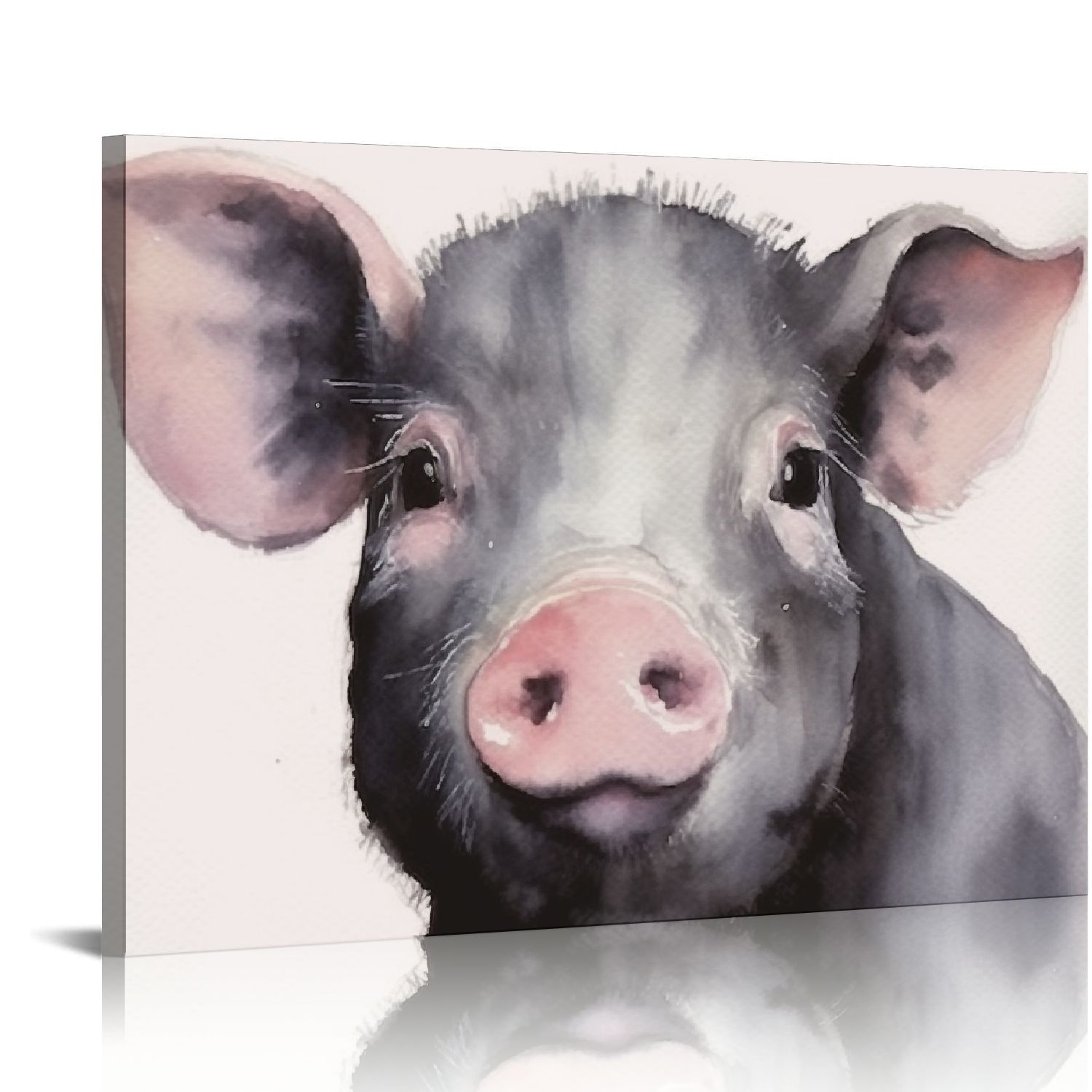 Nawypu Cute Pig Baby Animal Watercolor Painting Canvas Wall Art,Multi ...