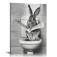 thumbnail image 1 of Nawypu  Cute Rabbit Bathroom Wall Art - Farmhouse Style Animals Bathroom Wall Decor Black and White Canvas Wall Art Ready To Hang for Living Room,Bedroom,Bathroom Decor, 1 of 5