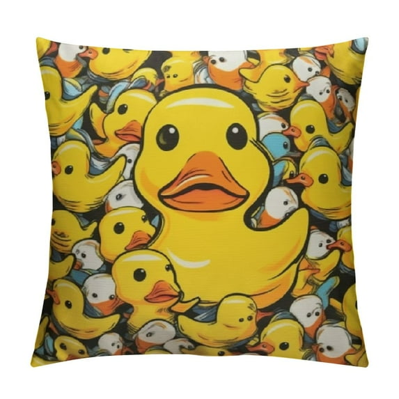 Nawypu Cute Rubber Ducky Throw Pillow Covers Yellow Cartoon Ducks Decorative Pillowcases Soft Cushion Covers for Sofa Couch Bed Home Decor