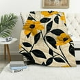 thumbnail image 1 of Nawypu DaDa Bedding Botanical Floral Throw Blanket - Quilted Yellow Fleur Golden Orange Spring Time Tulips - Scalloped Edges Bright Vibrant Ivory Cream, 1 of 6