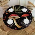 thumbnail image 1 of Nawypu Dark Wild Forest Mushrooms Round Tablecloth 60 Inch Washable Reusable Table Cover Stain-Resistant for Kitchen Dinning Party Holiday Picnic, 1 of 7