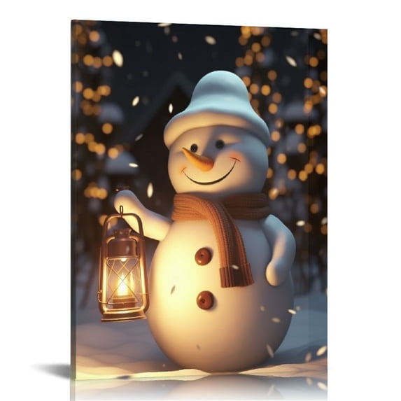 Nawypu Decor Wall Art - Christmas Canvas Print Snow Landscape - And Picture - for Home Bathroom Kids New Year Gift