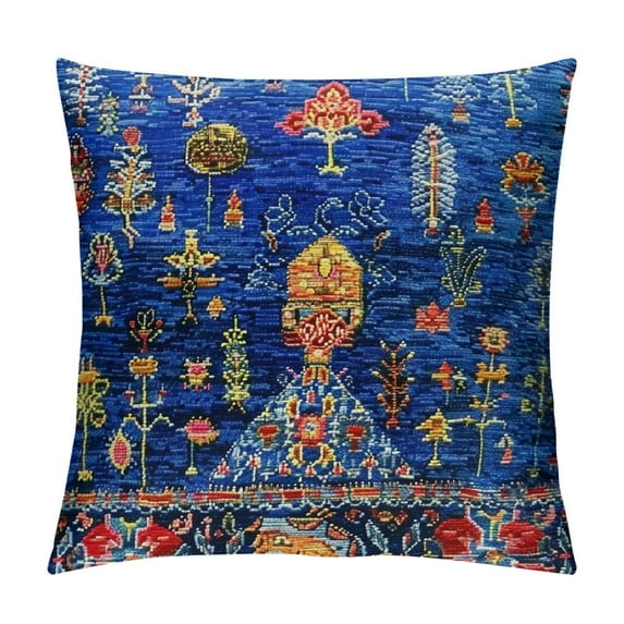 Nawypu Decorative Pillow Cover, Boho Pillow, Kilim Pillow Cover, Blue Animal Print Moroccan Rug Pillow, Square Pillow Case, Throw Pillow Cover, Lumbar Pillow,Pillow Cover, Cushion Cover