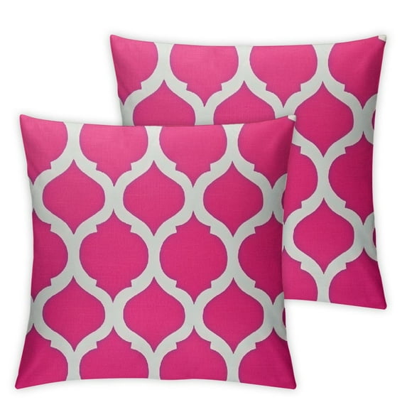 Nawypu Decorative Throw Pillow Case White Hot Pink Quatrefoil Pattern Outdoor Pillowcase Cushion Cover One Side Design Printed Square Size 2pc