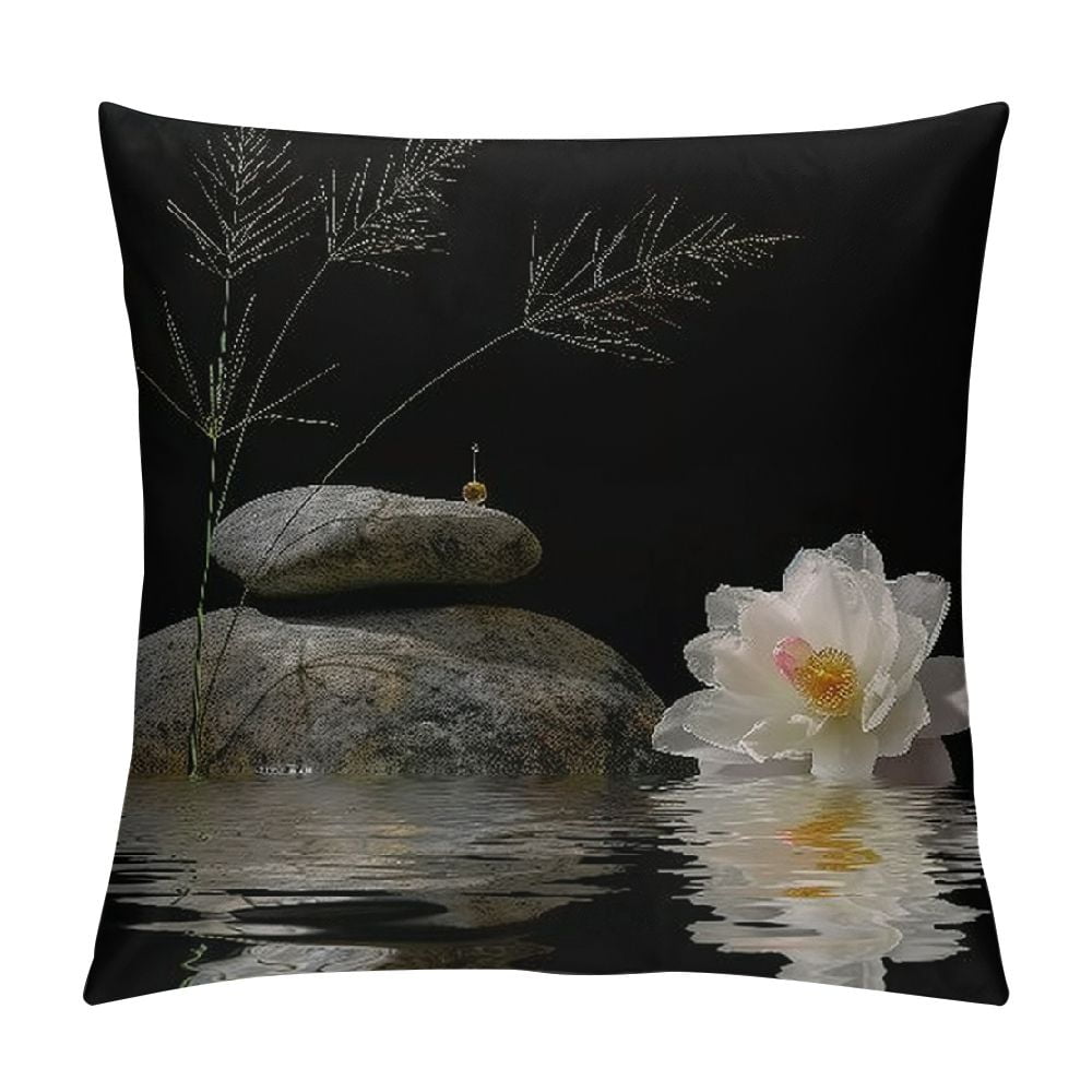 Nawypu Decorative Throw Pillow Cover Asian Zen Stone, Pillow Covers