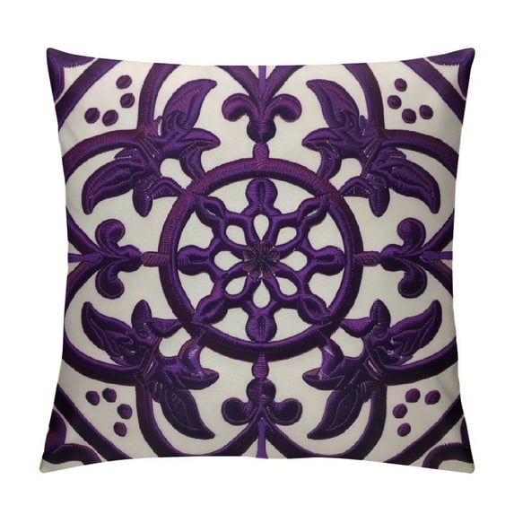 Nawypu Decorative Throw Pillow Cover Elegant Chic Mandala Knit Pattern, Thick Eggplant Violet Cushion Case for Sofa Couch Gifts (Dark Purple)