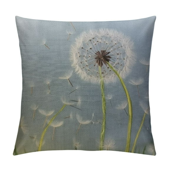 Nawypu Decorative Throw Pillow Cover Gray Grey Floral Flower Dandelion Beautiful Nature Silver Object Abstract Bloom Blooming Blossom Cushion Case for Couch Sofa Couch Home Decoration