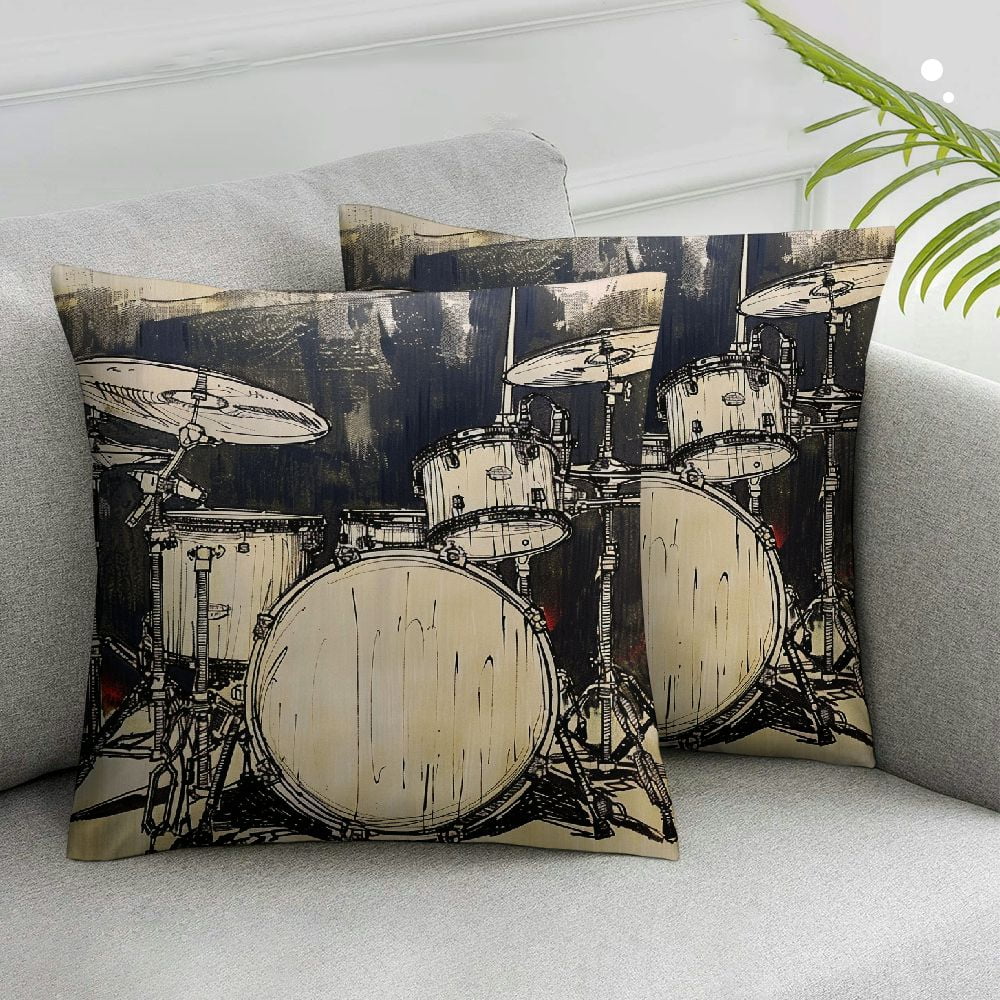 Nawypu Decorative Throw Pillow Cover Instrument Drawing Music Rock