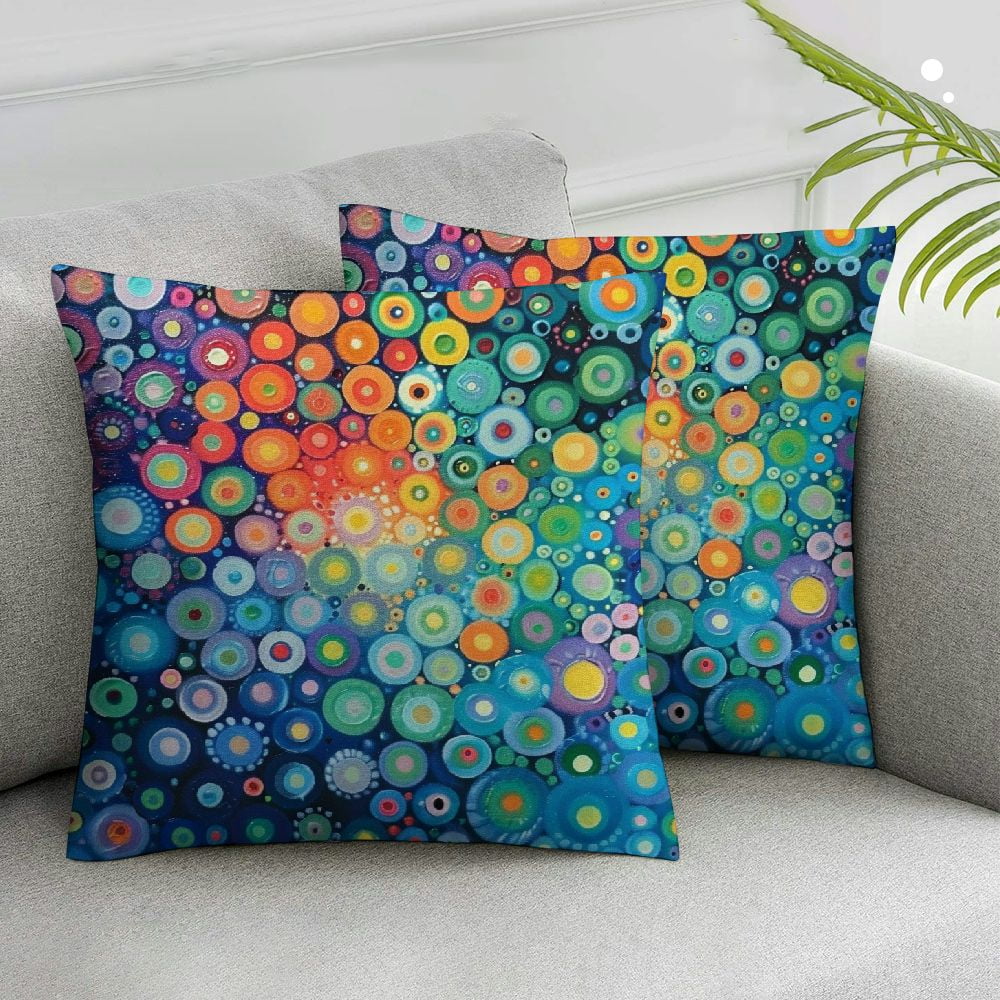 Nawypu Decorative Throw Pillow Covers Colorful Circles in A Grid Satin