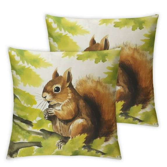 Nawypu Decorative Throw Pillow Covers Cute Animal Squirrel Print Pillowcases Cushion Covers Home Bed Living Room Decor 2pc