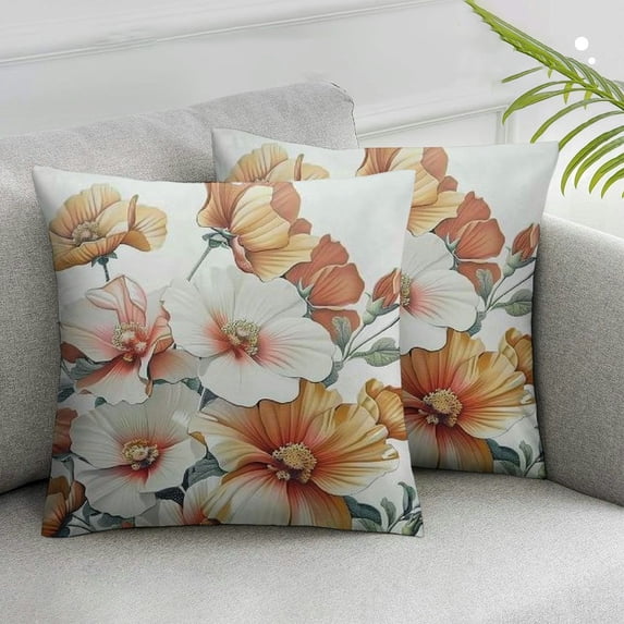 Nawypu Decorative Throw Pillow Covers, Spring Floral Watercolor Morning Glory Soft Pillow Cases Home Decor for Sofa Living Room Bedroom Bed Square Couch Cushion Case,Set of 2