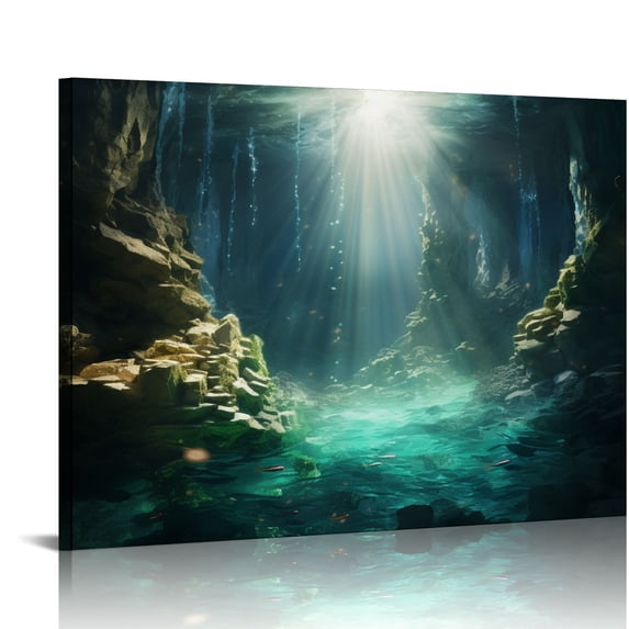 Nawypu Deep Blue Underwater Cave (Picture Poster Ocean Sea Scuba Diving) 1416 Poster Canvas Prints Wall Art For Home Office Decorations With Framed
