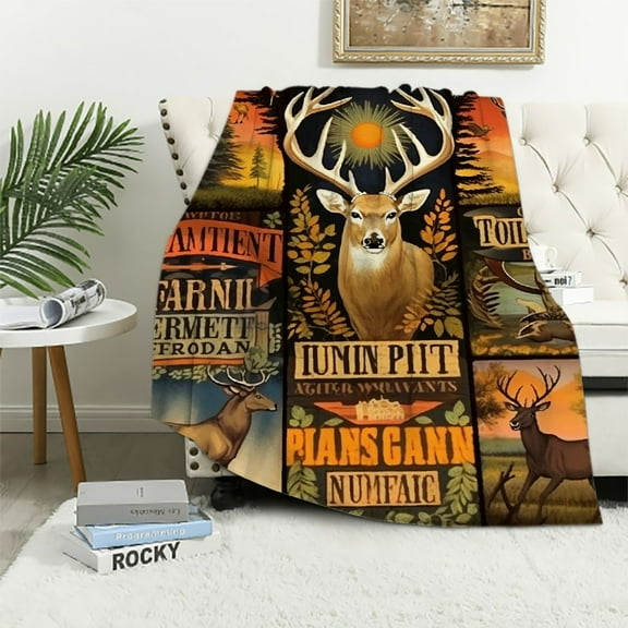 ONETECH Blanket, Camo American Flag Hunter Gifts for Men Women, Funny Hunting Blanket for Men, Soft Throw Blanket for Bed Couch Living Room Home Decor,