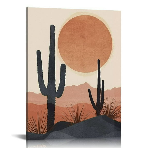Nawypu Desert Print, Mid Century Modern Prints, Abstract Landscape Wall Art, Mountain Decor, Cactus Art Print, Desert Art