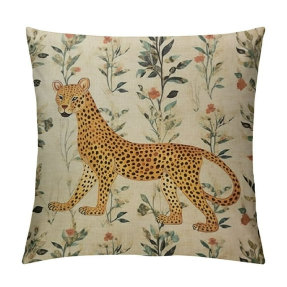 Nawypu  Designer Throw Pillow Covers for Couch,Vintage French Pillows Cover with Cheetah Pattern and Luxury Pendant,Farmhouse Decorative Square Pillowcases for Bed Outdoor