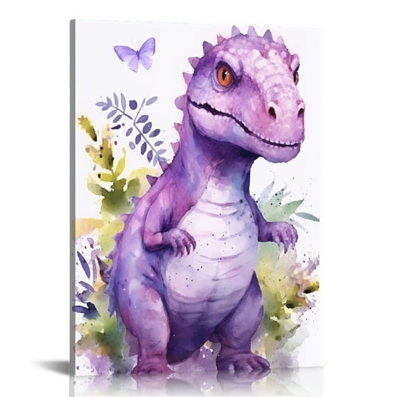 Nawypu Dinosaur Wall Art for Kids Room, Motivational Canvas Wall Decor for Bedroom, Funny Animal Watercolor Picture Print Painting for Boys Room Nursery Playroom 16x20in