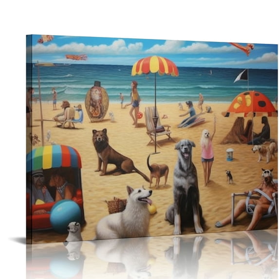 Nawypu Dog Beach Canvas Wall Art
