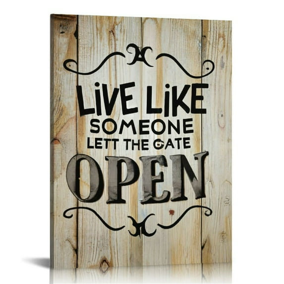 Awypu Dog Wall Art, Dog Art, Dog Wall Decor,Live Like Someone Left The Gate Open Framed Canvas Painting Wall Art Decor, Dog Sayings Wall Art Home Decoration For Living Room Bedroom Bathroom