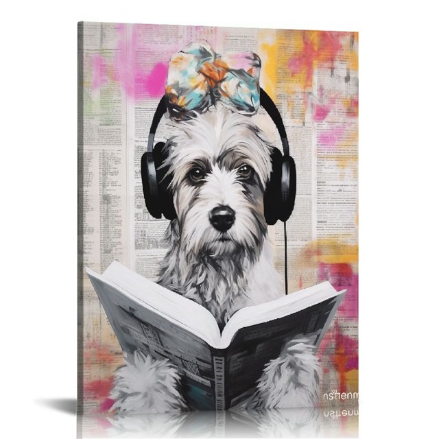 Nawypu Dog Wall Art for Bathroom, Funny Animal Canvas Print Painting