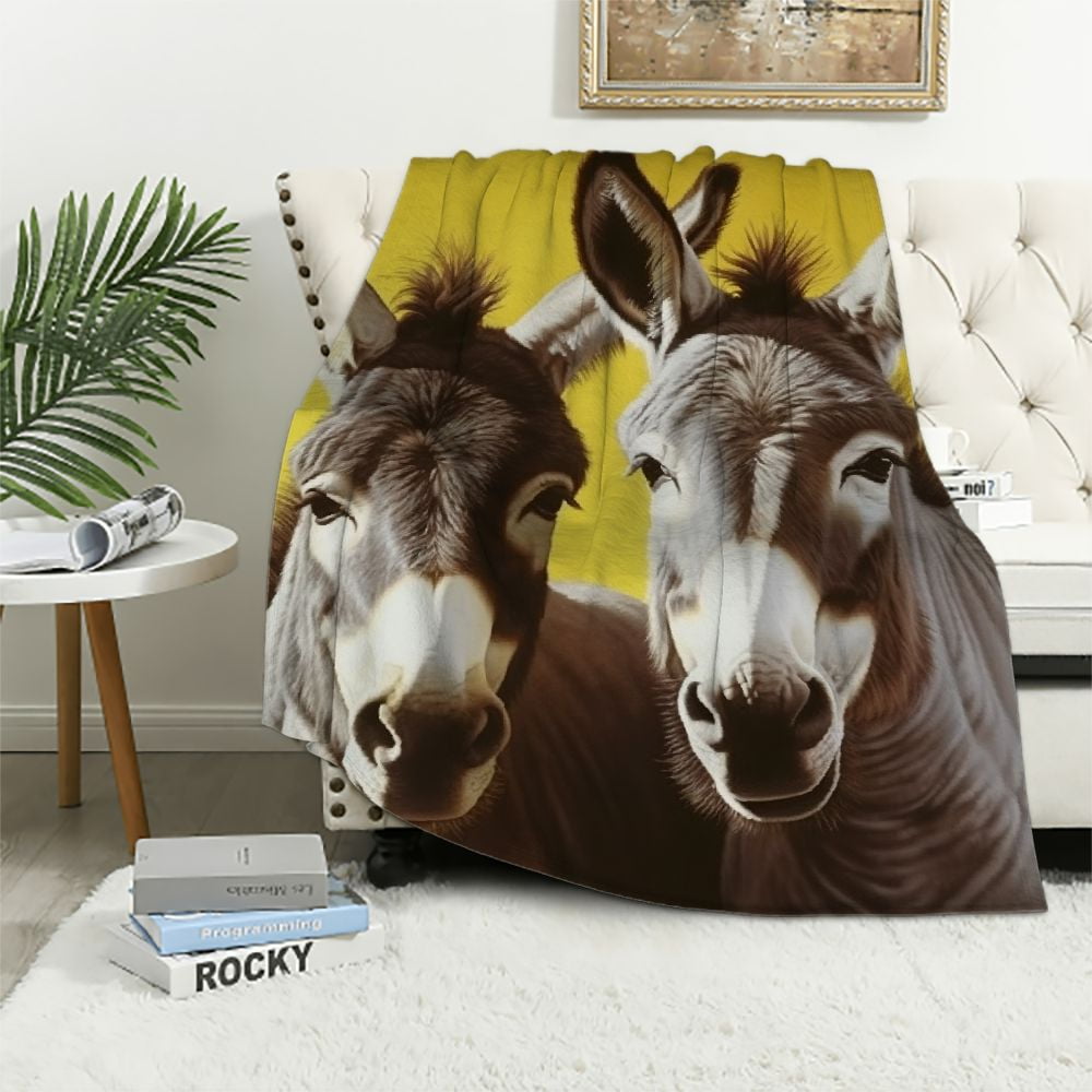 Nawypu Donkeys Blanket Cute Animals Blanket Soft Fuzzy Plush Throw