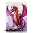 thumbnail image 1 of Nawypu Dragon Wall Art Watercolor Dragon Pictures Wall Decor Purple Dragon Canvas Painting Home Decoration Artwork for Bathroom Bedroom Living Room Office Framed, 1 of 4