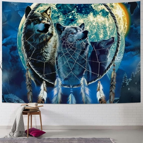 Nawypu Dreamcatcher Fleece Blanket for Bed Eagle Dreamcatcher Fleece Throw Blanket for Men, Women and Kids Super Soft Plush Wolf Blanket Throw Plush Blanket Wolf Gifts