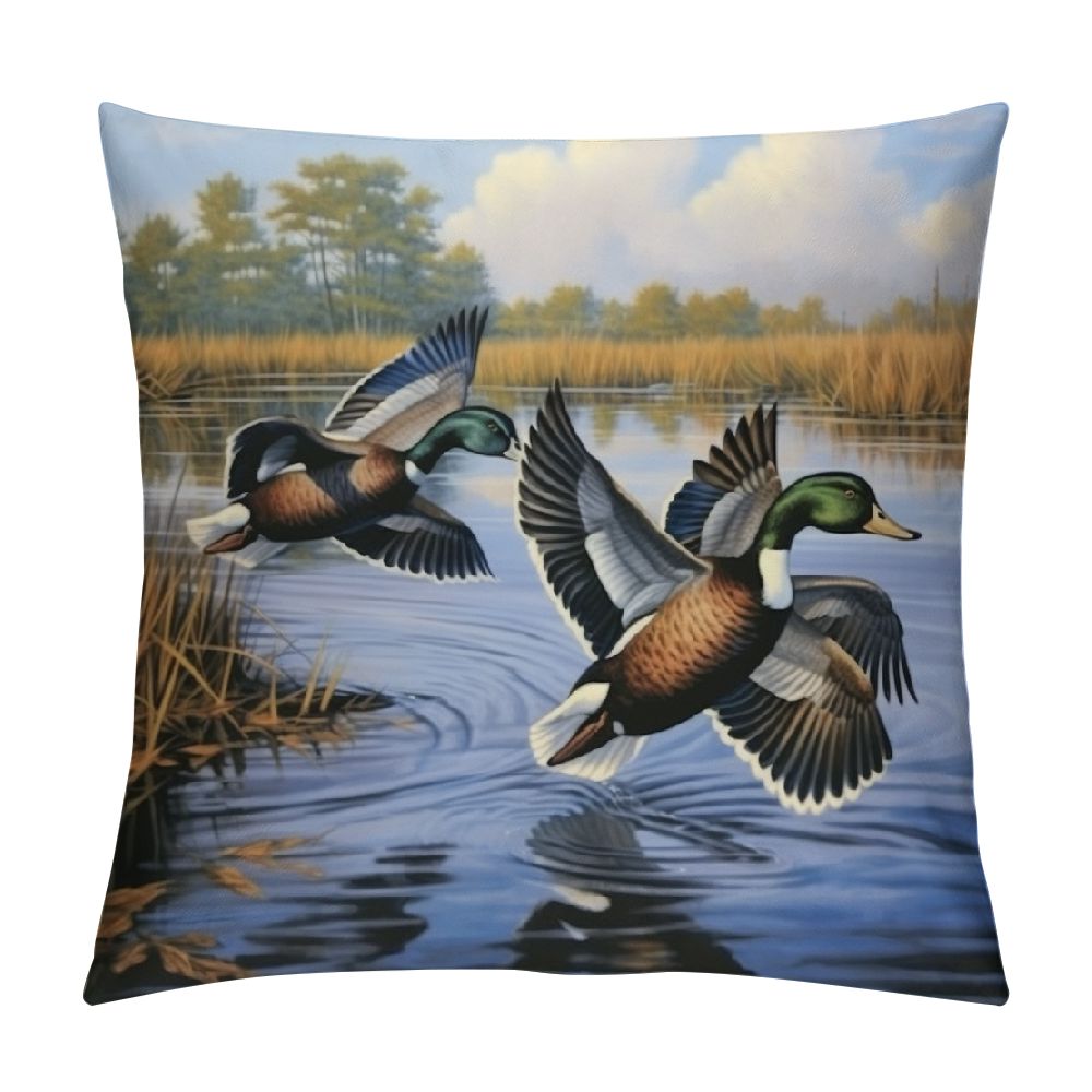 Set Of 2 Rubber Ducky Throw Pillow Covers - 18x18 Inch, Yellow Cartoon Duck Design - View #3