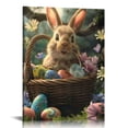 thumbnail image 1 of Nawypu Easter Bunny Holding A Basket of Easter Eggs Canvas Wall Art Easter Eggs Poster Modern Decorative Painting Picture for Living Room Bedroom Decor, 1 of 5