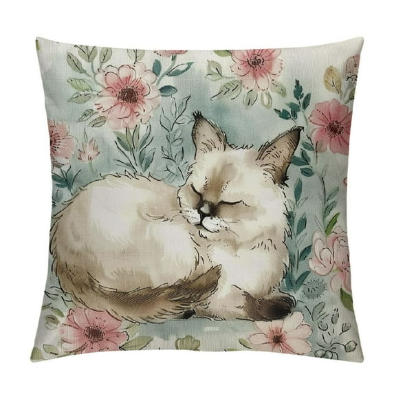 Nawypu Easter Bunny Throw Pillow Cover,Rabbit Flowers Cushion Case Decoration for Sofa Couch