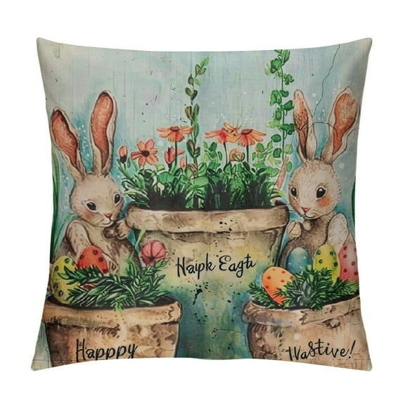 Nawypu Easter Carrots Lumbar Pillow Covers Spring Outdoor Porch Decor, Easter Bunny Vintage Lumbar Pillows Farmhouse Easter Decorations for Couch and Patio Furniture