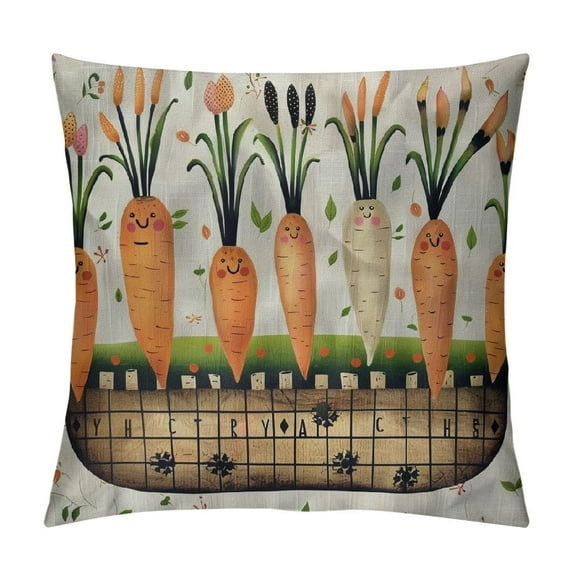 Nawypu  Easter Pillow Covers Happy Easter Orange Carrot Lumbar Pillow Covers Decorations Outdoor for Sofa Home Decor