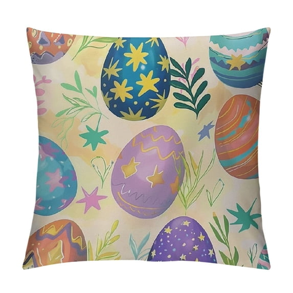 Nawypu Easter Pillowcase Hidden Zipper Protective Soft Easter Rabbit Eggs Pillowcase Festival Decoration Home Decor E
