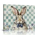 thumbnail image 1 of Nawypu Easter Rabbit Wall Art For Living Room/Bedroom, Canvas Bathroom Decor Wall Art Kitchen Office Framed Wood  Picture, Buffalo Plaid Eggs Spring Garden Herbs, 1 of 5