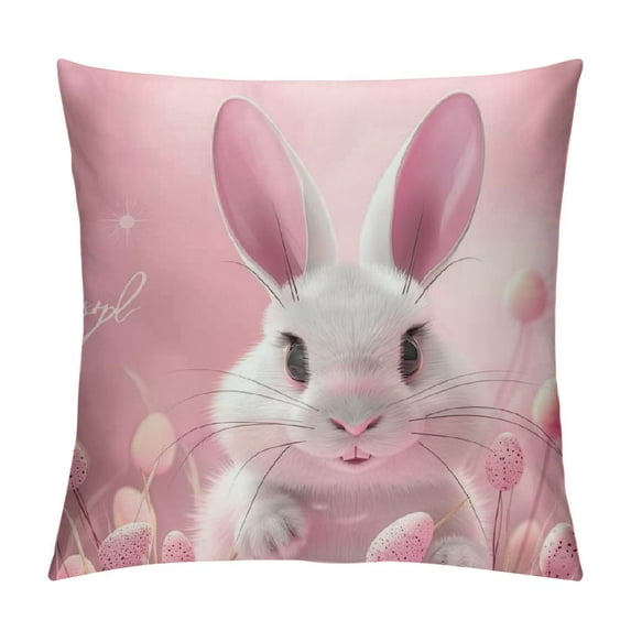 Nawypu Easter Throw Pillow Covers Happy Easter Cute Rabbit Pillow Covers Decorative Pillow Cover Throw Cushion Case Holiday Spring Seasonal Decoration Spring Easter Farmhouse Decor