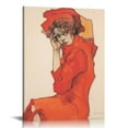 thumbnail image 1 of JEUXUS Wall Art - Kneeling Female In Orange-Red Dress Print - Prints - Poster - Cool Wall Decor for Home Diningroom, 1 of 4