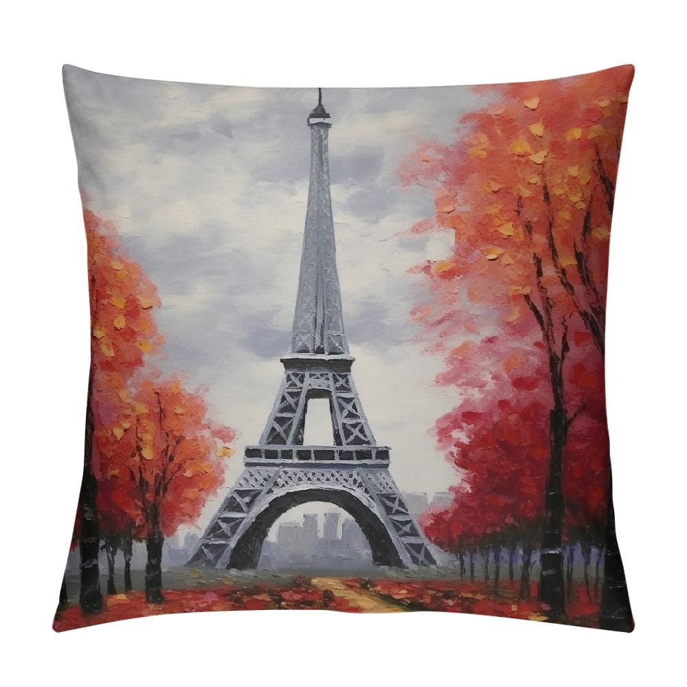 Nawypu Eiffel Tower Bed Pillow Covers, Paris Eiffel Tower Maple