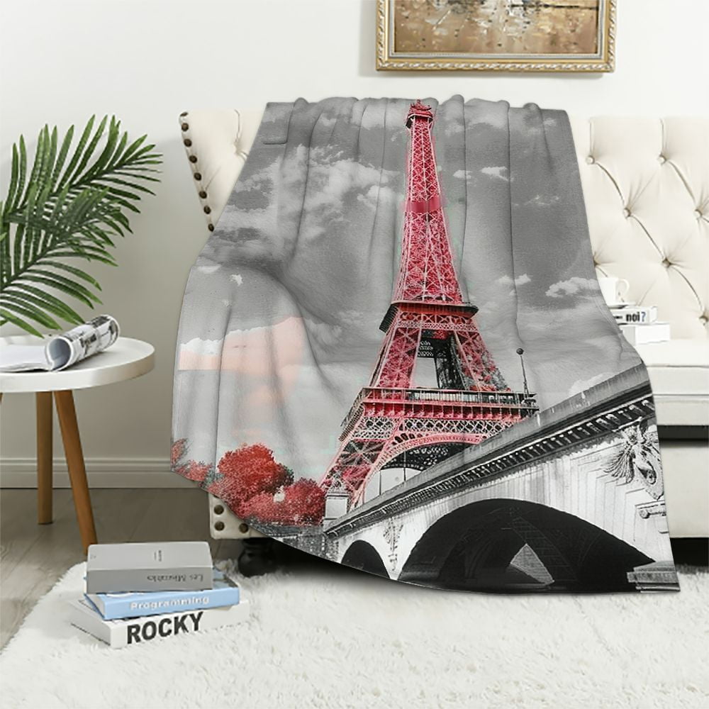 Nawypu Eiffel Tower Throw Blanket for Bed Sofa Couch, Paris Tower Fuzzy ...