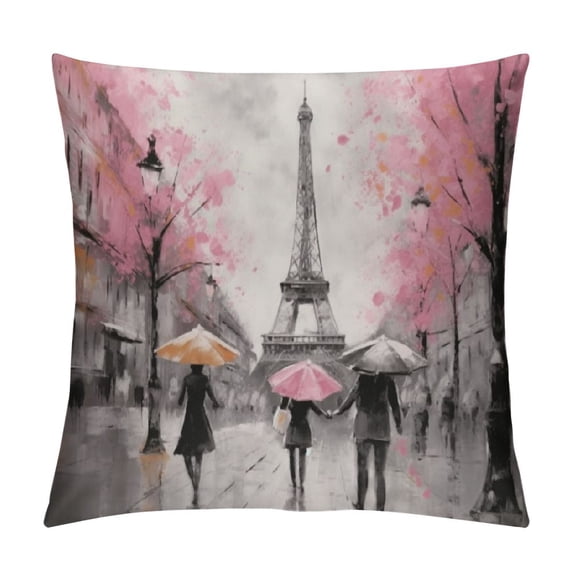 Nawypu Eiffel Tower in Paris Throw Pillow Covers Set of ,Decorative Square Cushion Pillow Case for Couch Sofa Bed Living Room Car Chair