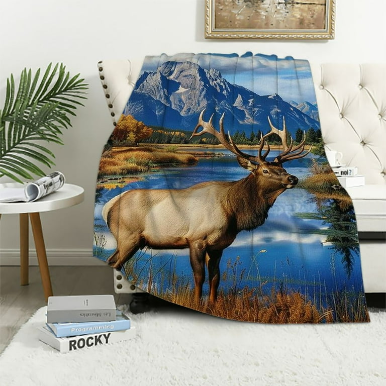 Nawypu Elk Blanket Forest Grass Deer Blanket Soft Fuzzy Plush Throw Blankets for Couch Bed Walmart