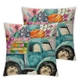 thumbnail image 1 of Nawypu Emotion Easter Throw Pillow Covers  Spring Floral Eggs Truck Farmhouse Holiday Cushion Case for Home Sofa Couch Decoration &nbsp;2pc, 1 of 6