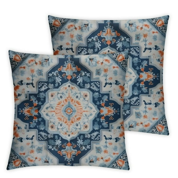 Nawypu Ethnic Bohemian Pillow Covers Vintage Tribal Carpet Persian Pattern Throw Pillow Covers Super Soft Farmhouse Decorative Pillows for Living Room Bedroom Outdoor (Blue/Light Blue)2pc